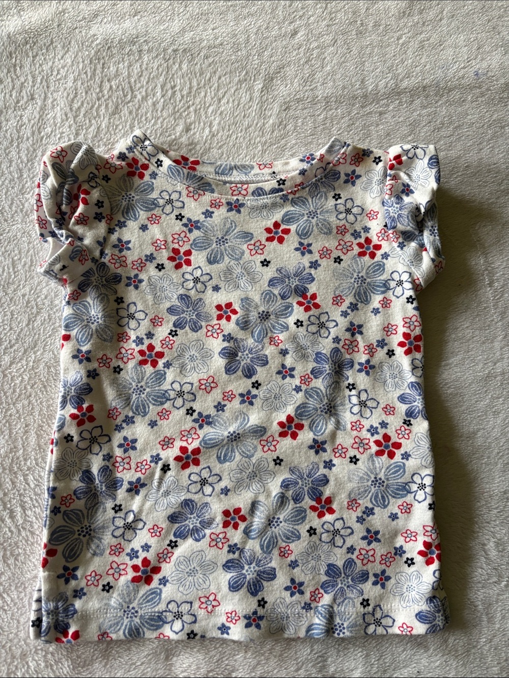 Sonoma White Short Sleeve Tee with Navy & Red Floral Print